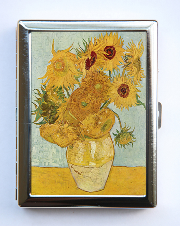 Sunflowers Cigarette Case Wallet Business Card Holder fine art painting van gogh