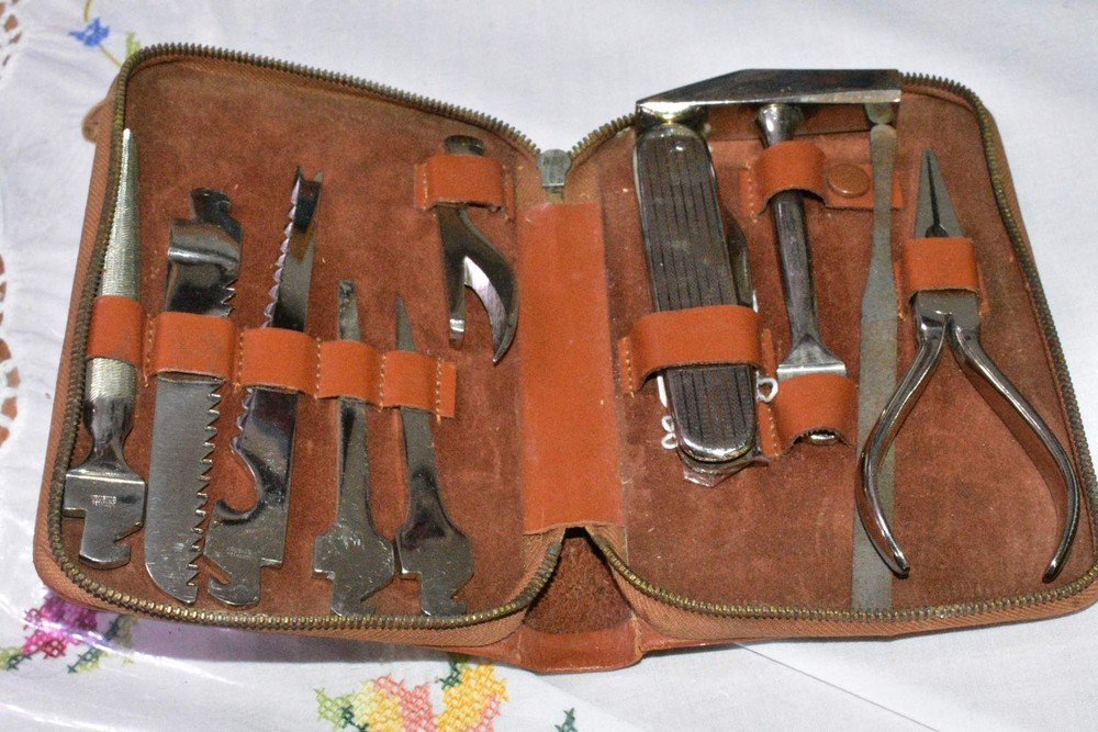 Vintage Bonsa Tool Kit KRUSIUS Solingen Germany Original Leather Case