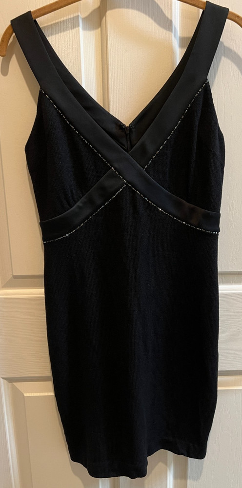 Exquisite St John Evening by Marie Gray Black Santana Knit Dress Size 4