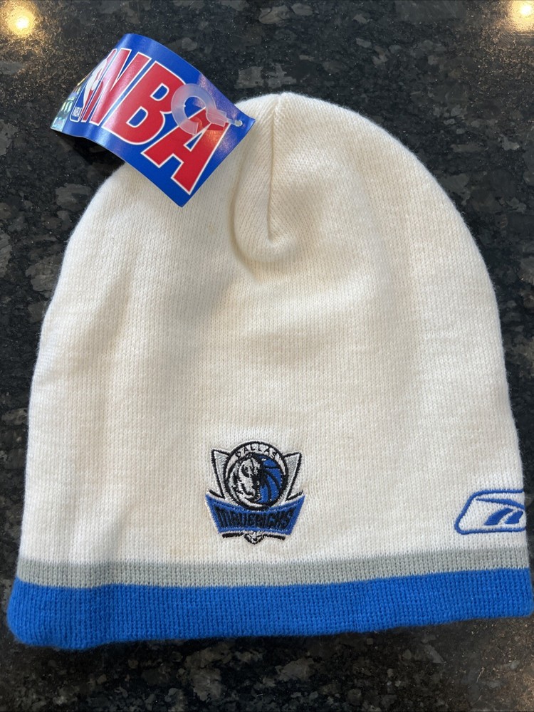 NWT Dallas Mavericks Knit Beanie Hat Reebok White One Size OSFA NBA Skull Cap