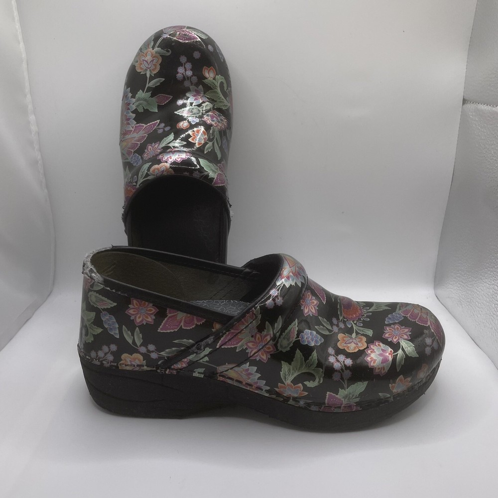 Dansko Women’s 38 Floral Leather Clogs Multicolor Slip On Shoes