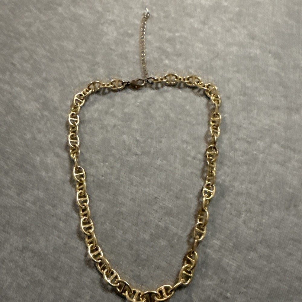 Vintage Mariner Chain Link Gold Tone Statement  Choker Necklace