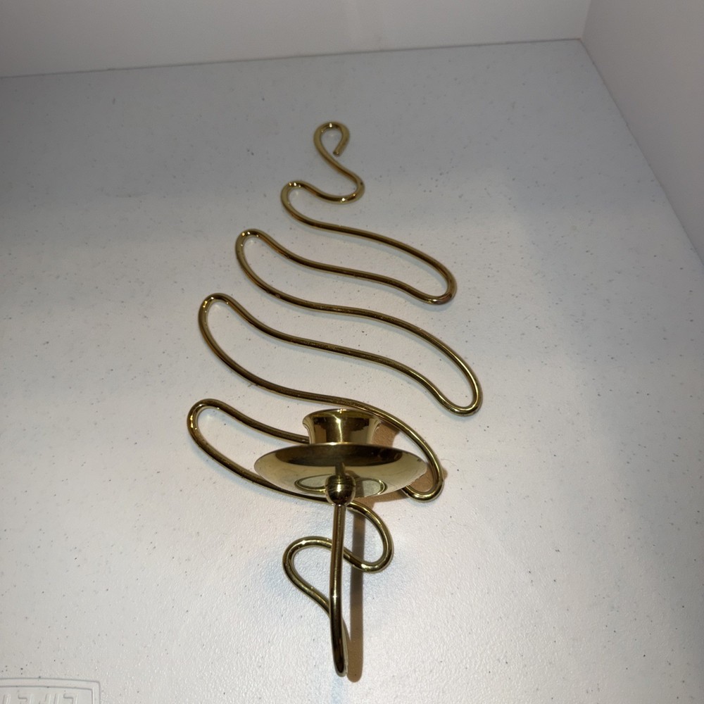 PartyLite Brass Serpentine Wall Sconce Candle Candlestick Holder