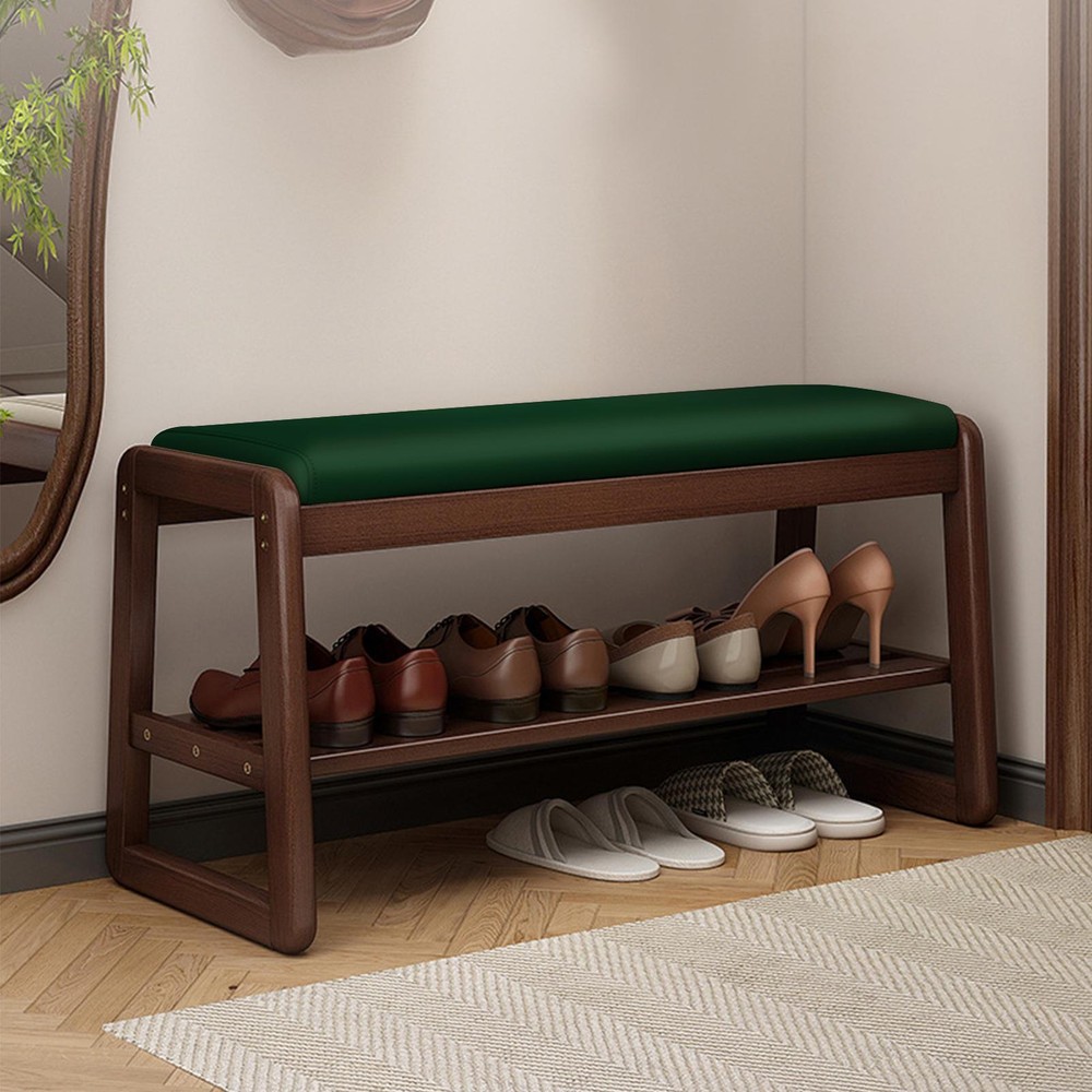 Bamboo Shoe Bench Storage Rack Organizer With Removable Cushion Entryway New