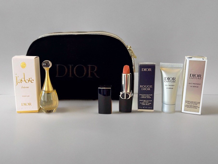 Dior Beauty Gift Set J’adore Perfume Rouge Dior Capture Makeup Bag 4PC