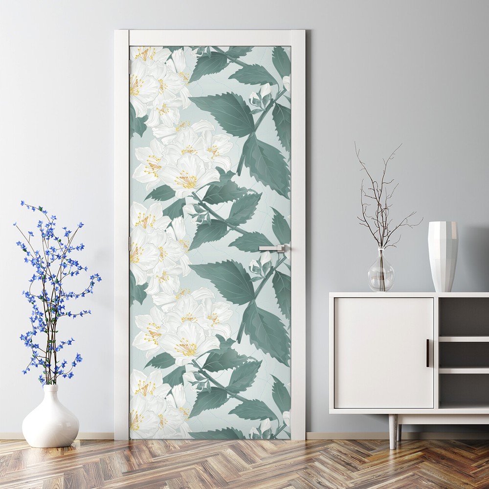Blooming Flowers floral pastel nature garden still life retro Door Decal