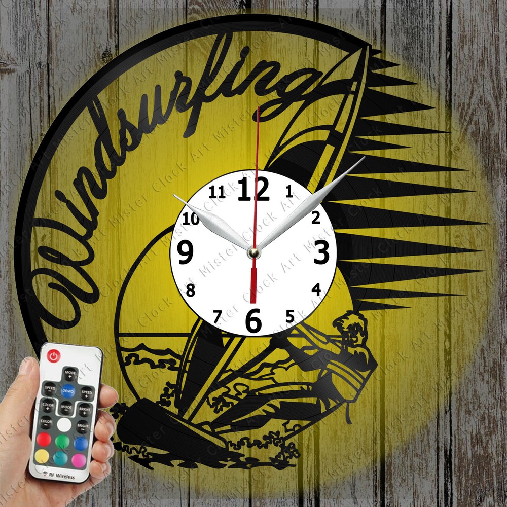 LED Surfing Record Wall Clock Unique Art Decor Gift 6856  