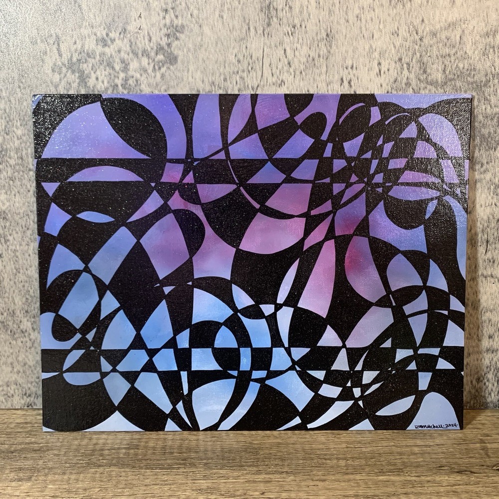 Original 11” X 14” Abstract Acrylic Painting Art On Canvas Panel With Easel-image