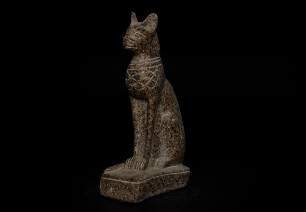 Authentic Ancient Egyptian Granite Cat Statue Bastet Goddess Artifact Figure BC