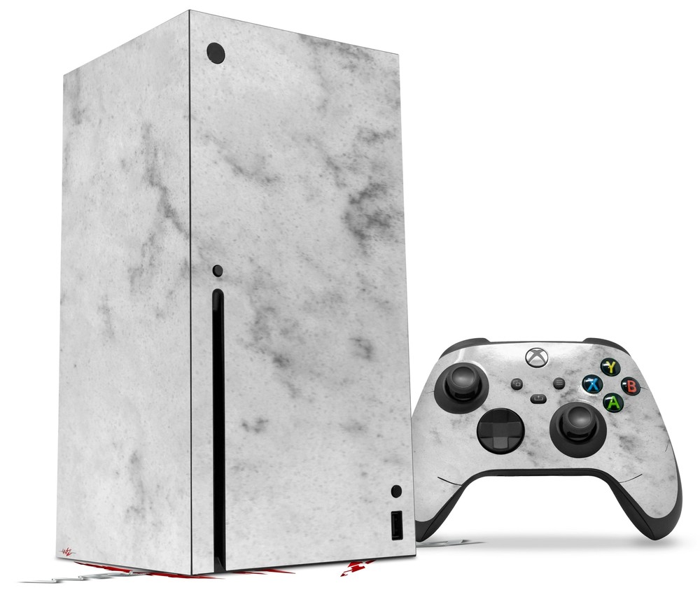 Skin Set for XBOX Series X Marble Granite 07 White Gray