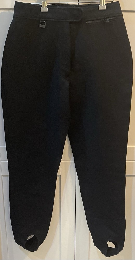 FERA Skiwear SKI PANTS SIZE 10 R BLACK  Stirrup Leggings WOOL / NYLON BLEND WOW!