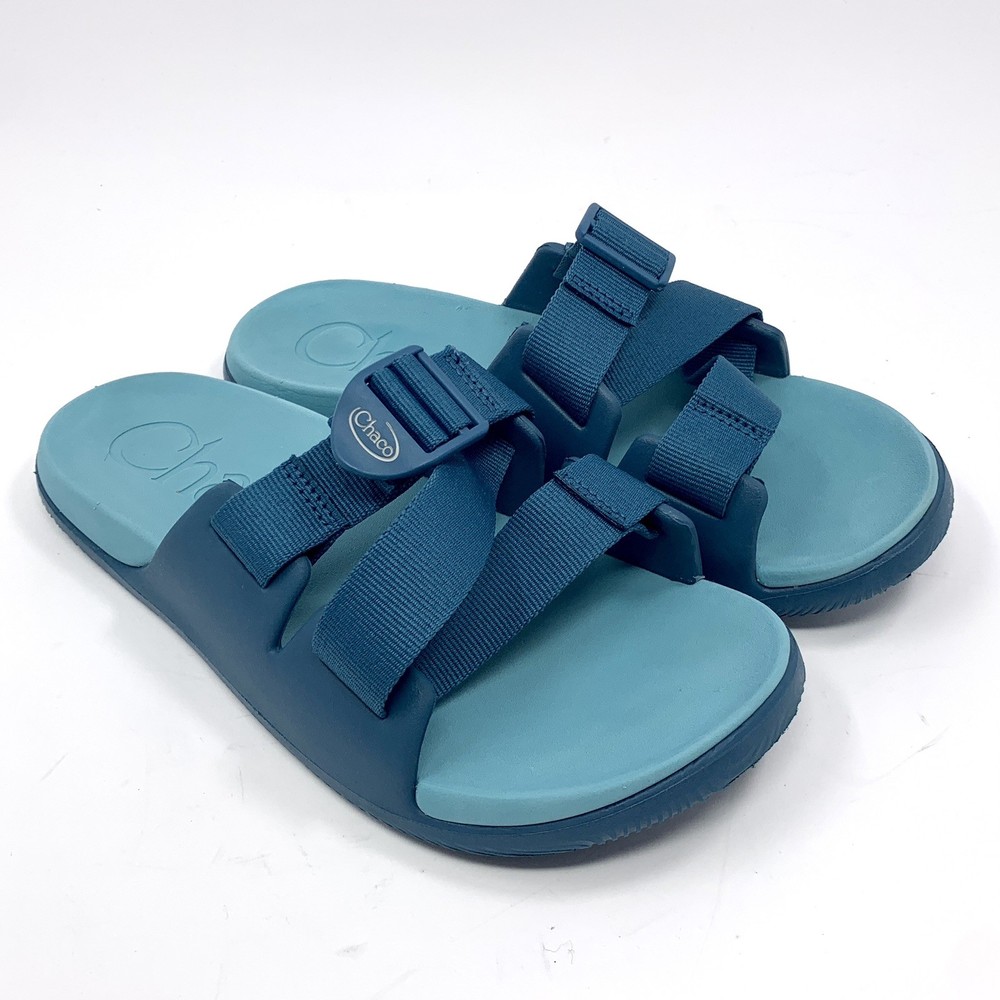 Chaco Chillos Slide Sandals for Women Size 8 Ocean Blue Adjustable Straps