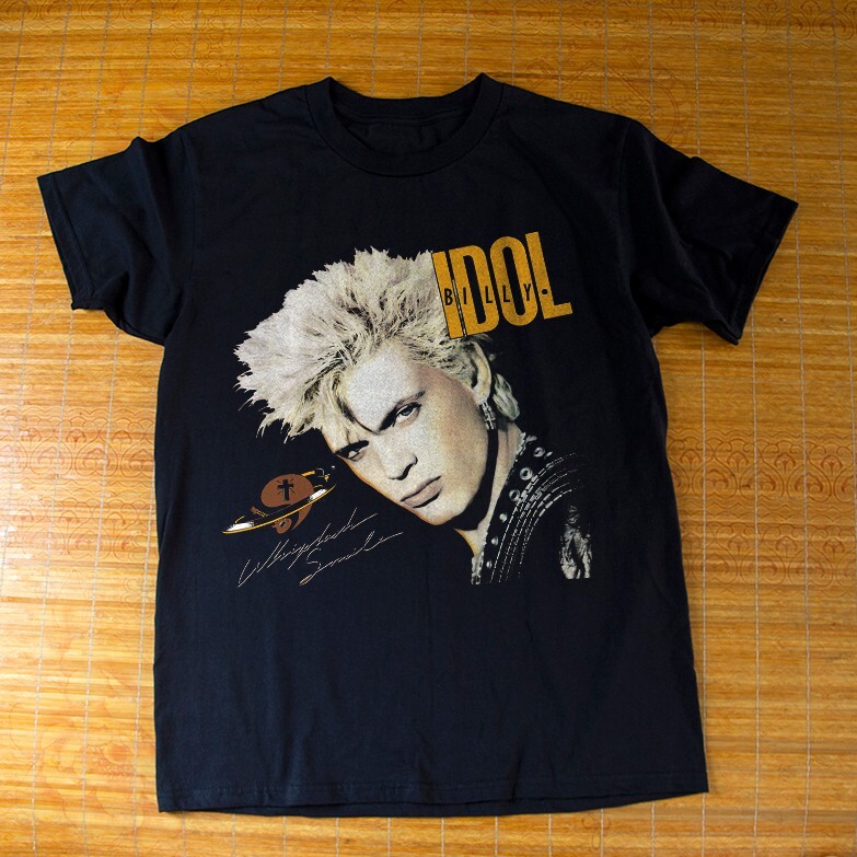 Billy Idol Tee Whiplash Smile Album Cover Unisex Black T-shirt Size S-5XL