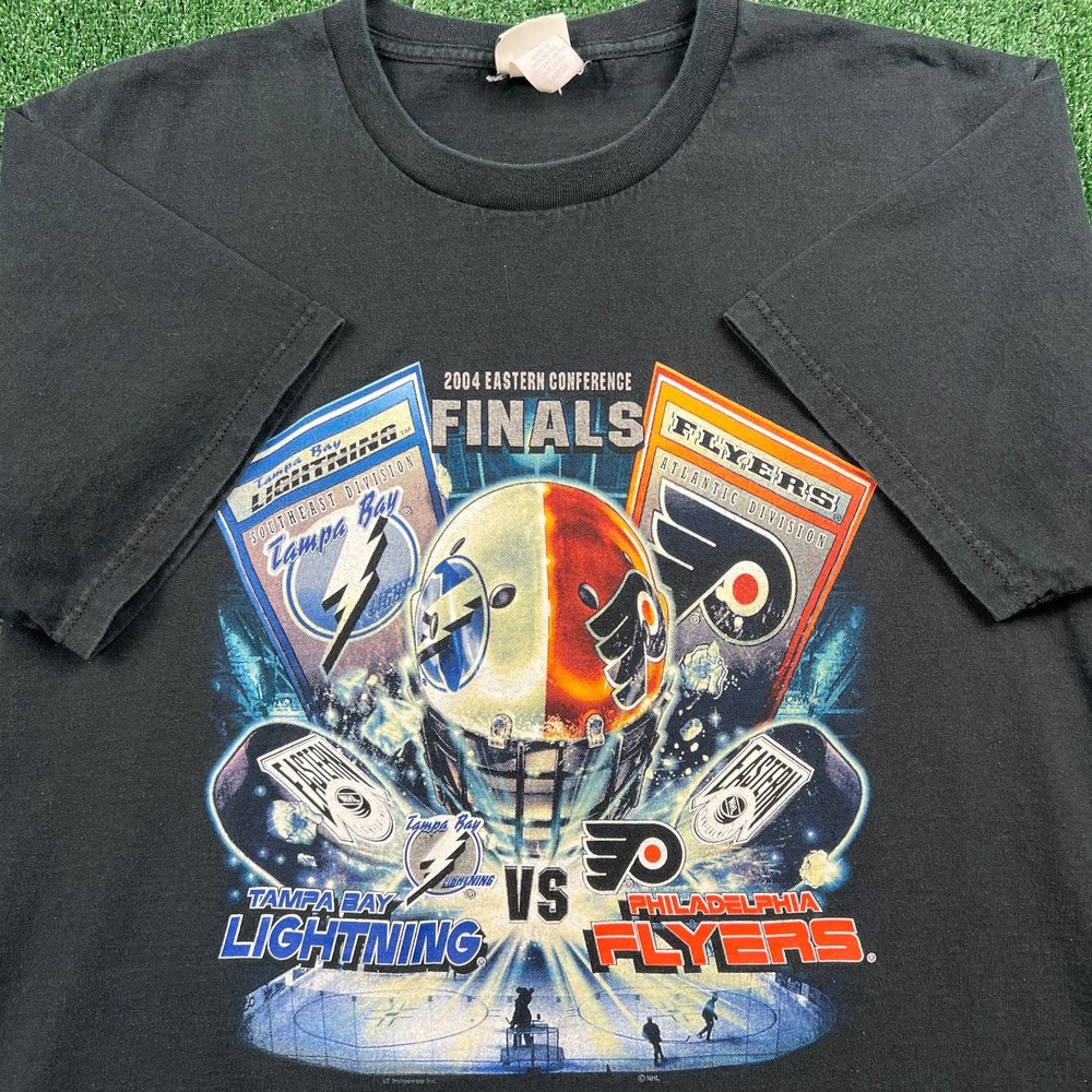VTG Lee Sport Men's T-Shirt Black Large 2004 NHL Tampa Bay Lightning Finals Y2K