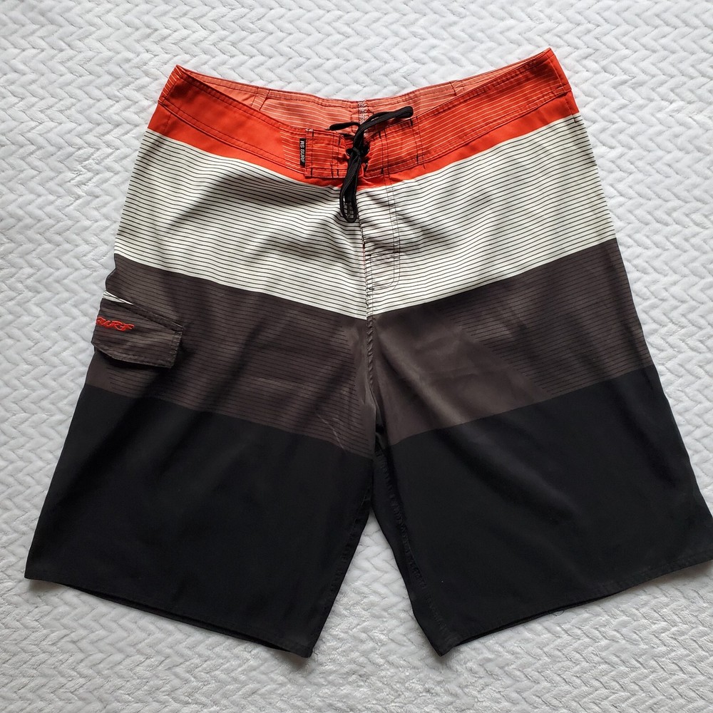 RS Surf Men's Swim Shorts Red Black White Size 38 Waist