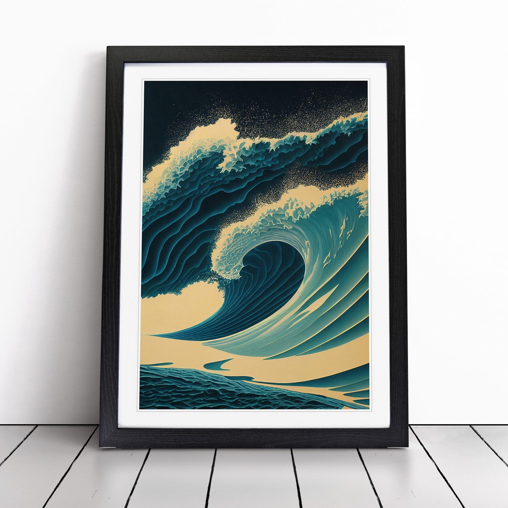 Powerful Ocean Wave Wall Art Print Framed Canvas Picture Poster Decor