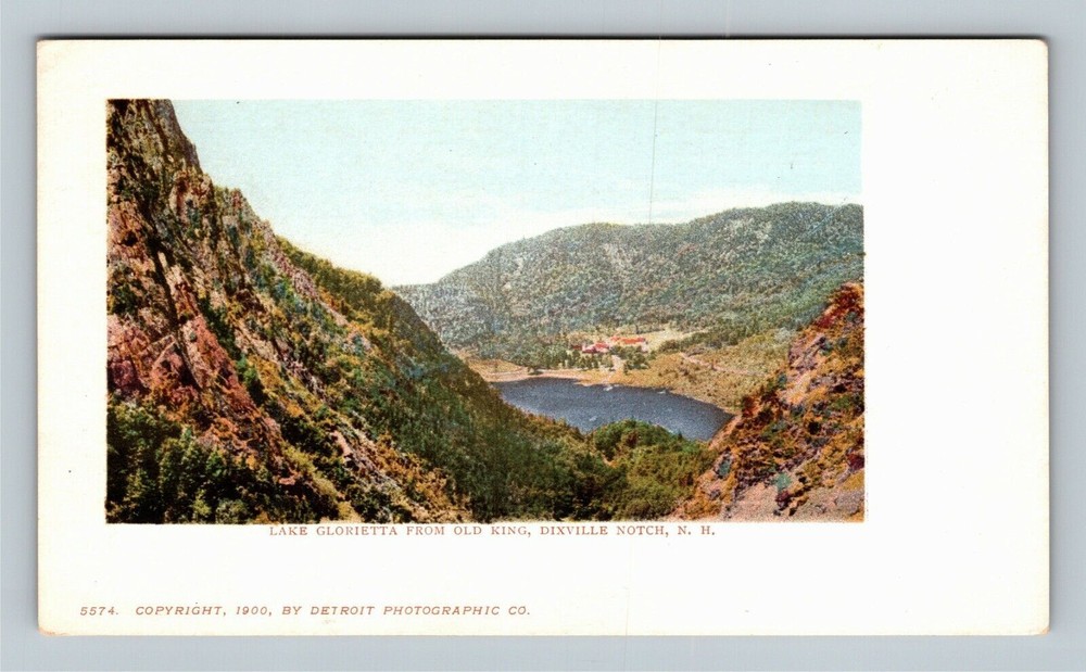 Dixville Notch NH, Lake Glorietta, Old King, New Hampshire Vintage Postcard
