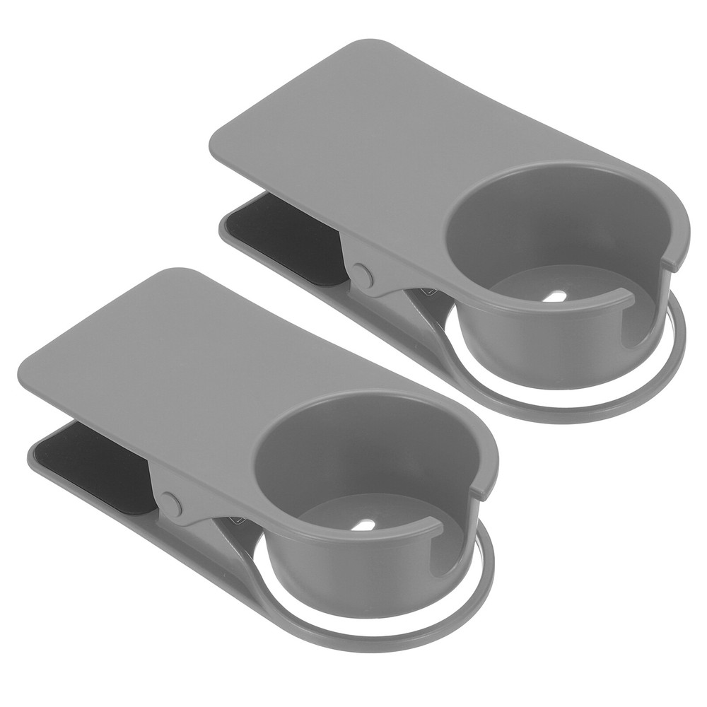 Clamp on Table Bottle Clip Holder with Side Open for Desk Chairs, Gray, 2 Pcs