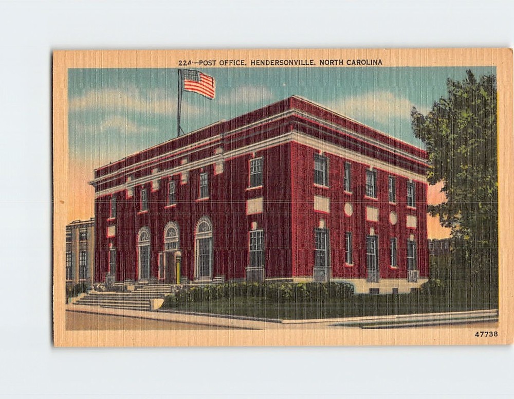 Postcard Post Office Hendersonville North Carolina USA