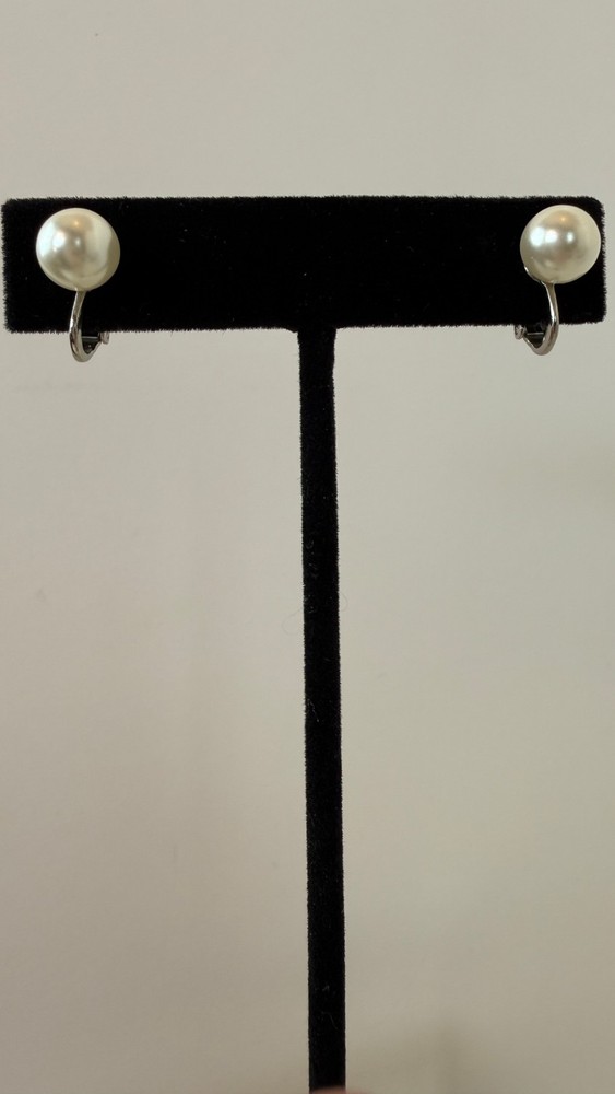 Vintage Richelieu Faux Pearl Silver Tone Clip On Earrings | Signed