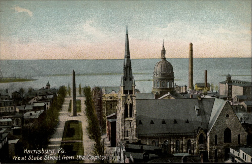 West State Street from Capitol ~ Harrisburg Pennsylvania  c1910 vintage postcard