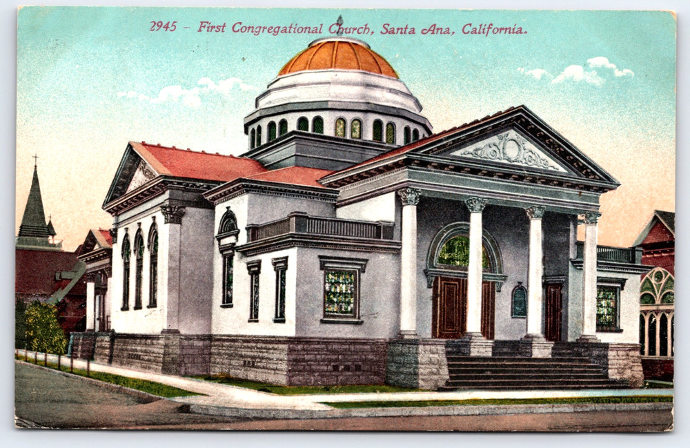 Santa Ana California USA First Congregational Church Building Vintage Postcard