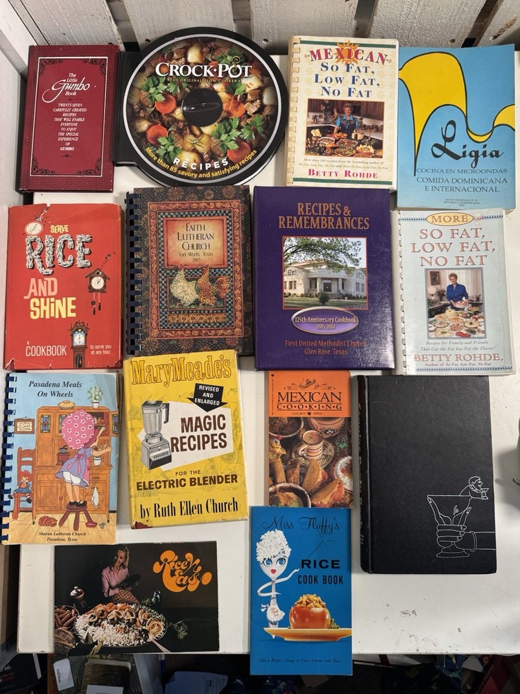 Lot of 14 Vintage Community & Ethnic Cookbook Recipe Books Crock Pot Rice