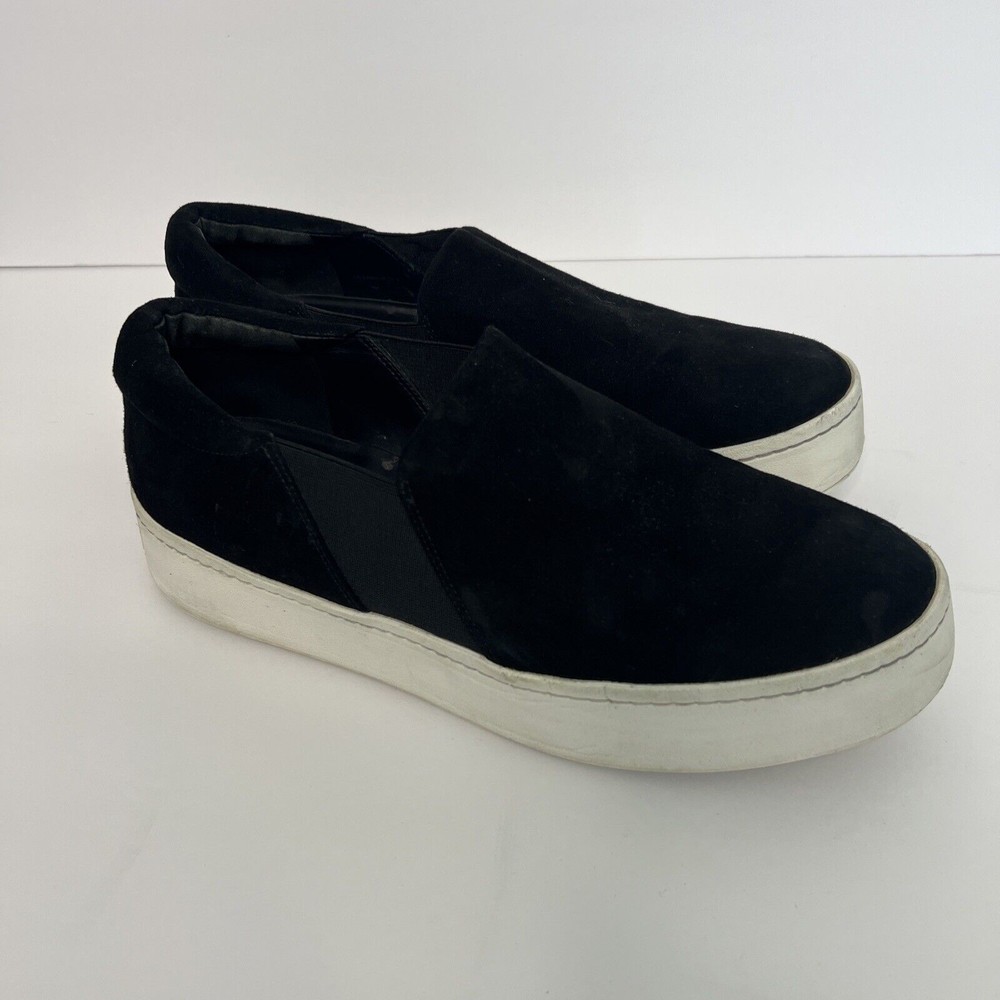 Vince Shoes Womens 9.5 M Warren Platform Slip On Sneakers Black Suede Comfort