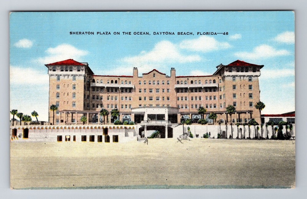 Daytona Beach FL-Florida, Sheraton Plaza, Antique, Vintage Souvenir Postcard