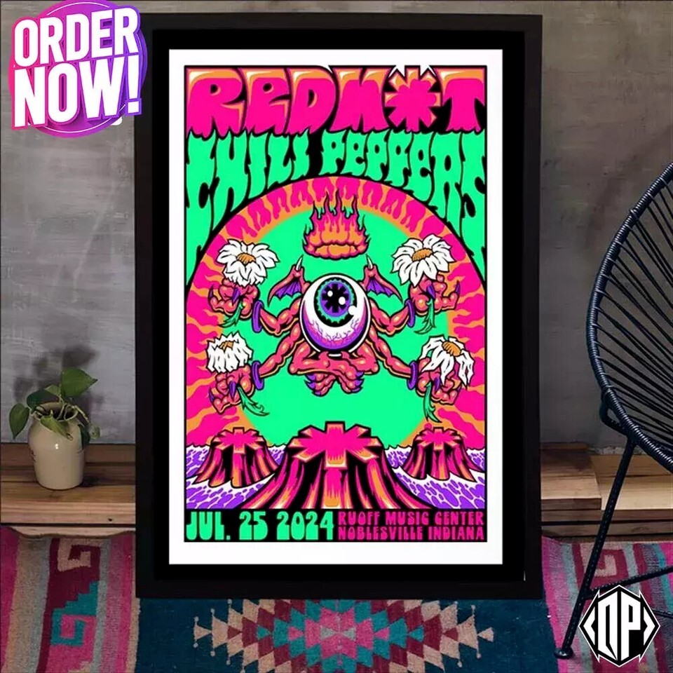 Red Hot Chili Peppers 2025 Tour Poster Noblesville IN Jul 25