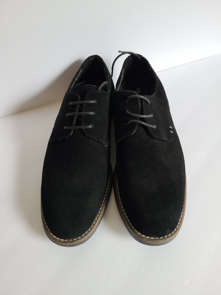 BRUNO MARC Mens Oxford Shoes Lace Up Business Casual Suede Leather  Black Sz 7.5