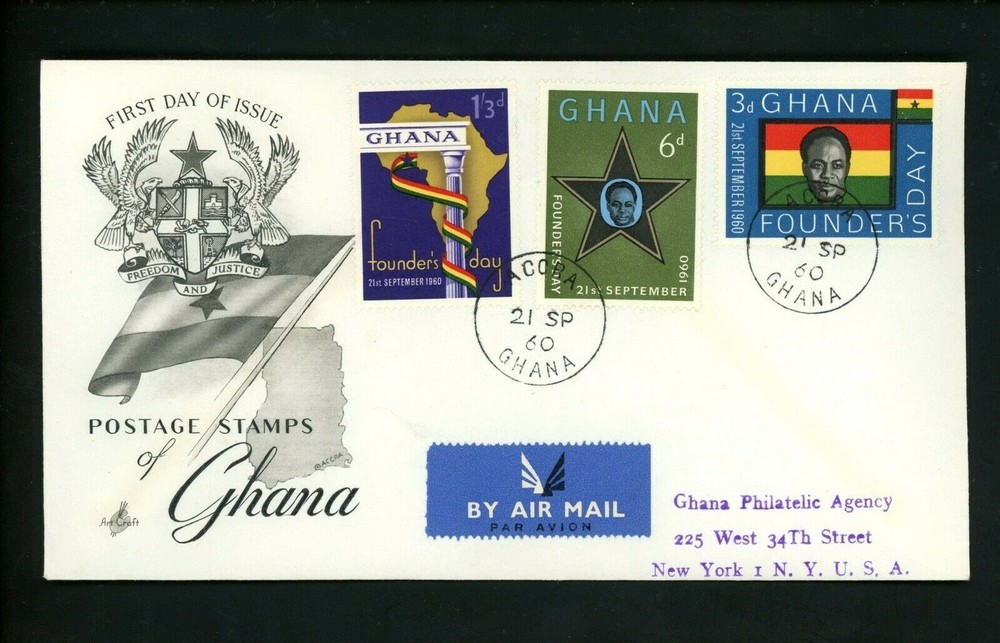 Postal History Ghana FDC #86-88 Founders Day 1960