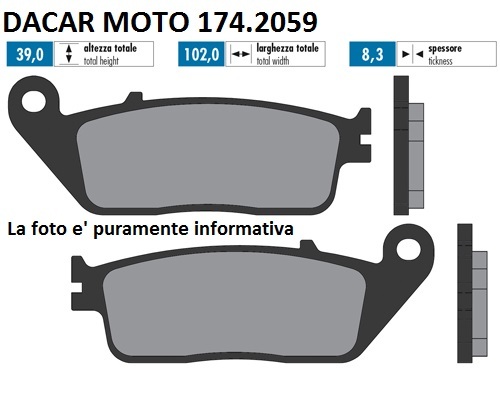 174.2059 Brake Pads Original Polini Kymco People 250 - People 300 GTi (BF60