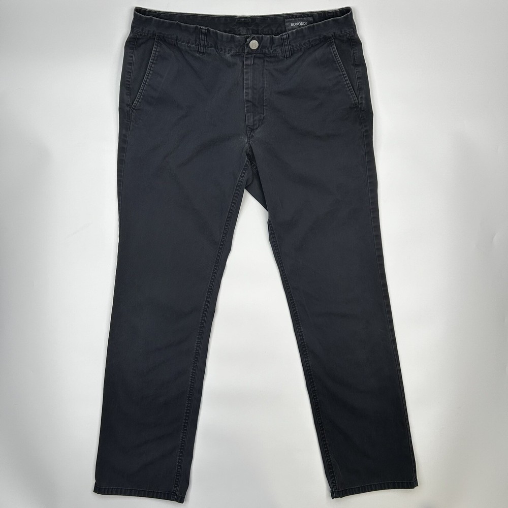Bonobos Pants Mens 34x32 Slim Straight Jet Blue Cotton Chino Flat Front