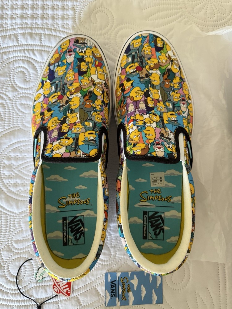 VANS ComfyCush Slip-On The Simpsons Springfield Multicolor Canvas Men's 11