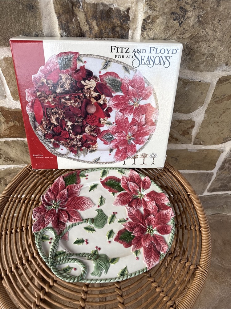 Fitz And Floyd For All Seasons Red Hot Potpourri Gift Set Small Poinsettia Bowl