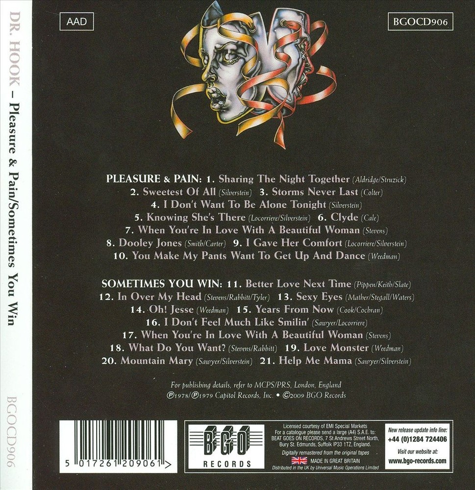 Dr. Hook Pleasure & Pain/Sometimes You Win New Cd