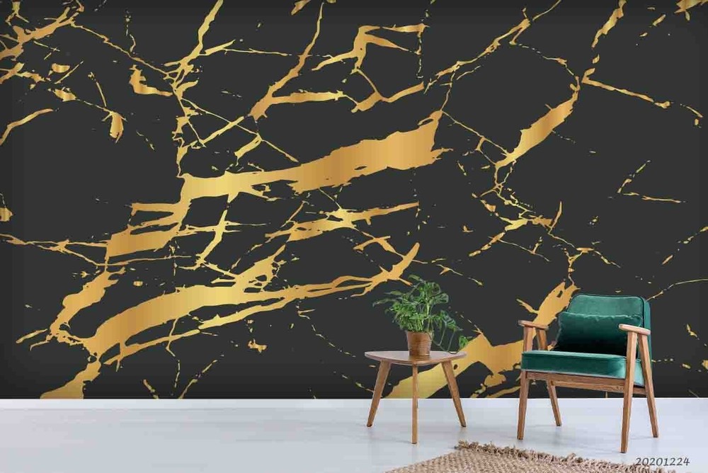 3D Black Gold Marble Textures Wall Murals Wallpaper Murals Wall Sticker