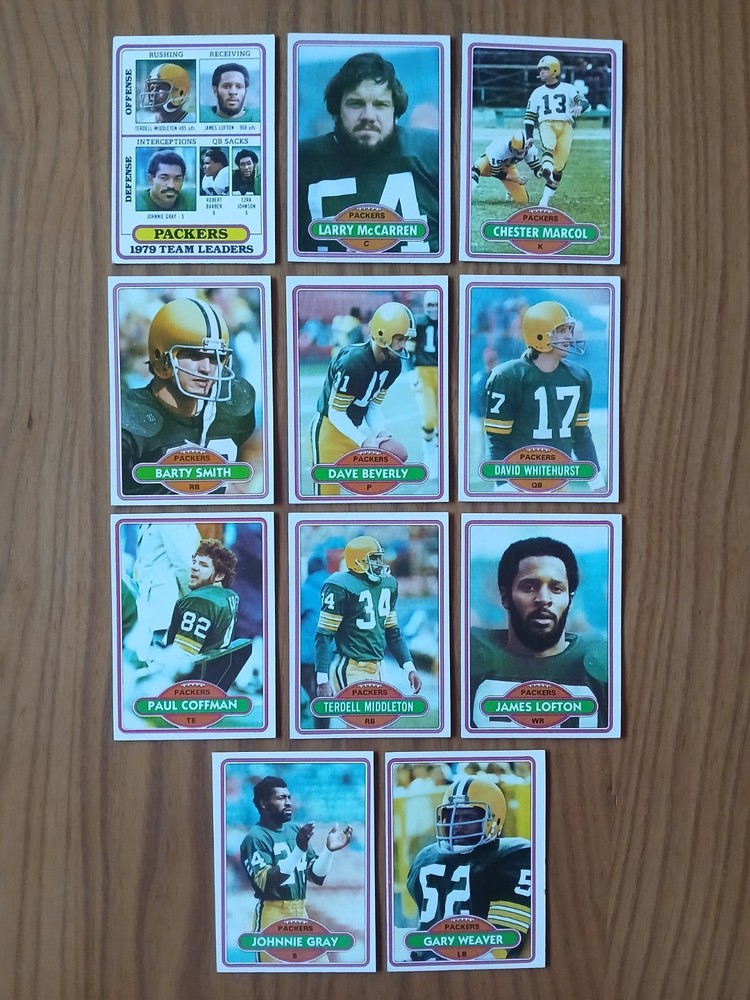 1980 Topps GREEN BAY PACKERS Cards - Lot of 11 - COMPLETE TEAM SET - VG to EX