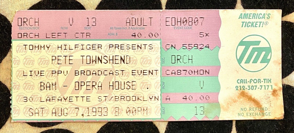 PETE TOWNSHEND - PSYCHODERELICT TOUR BAM BROOKLYN ACADEMY OF MUSIC - AUG 7, 1993-image