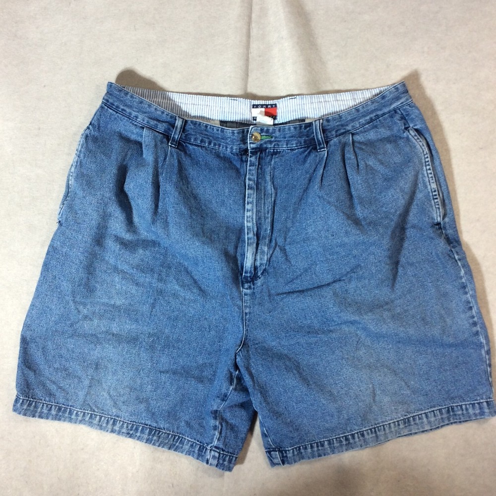 Vintage Tommy Hilfiger Blue Denim Chino Shorts for Men Size 38 with Pockets