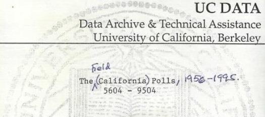 California Field Polls Archive 1956-1996 PC CD-ROM politics research voting CD