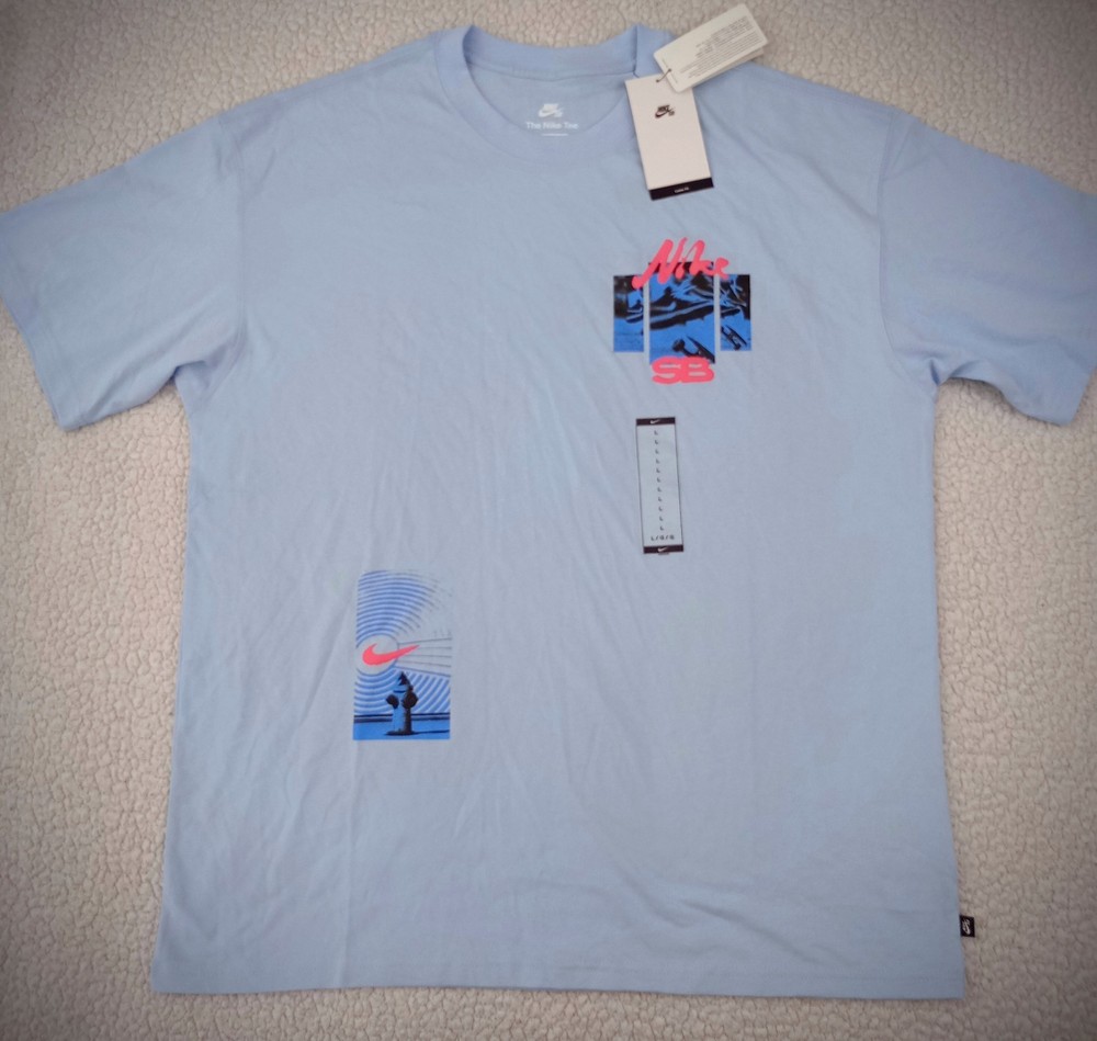 Nike SB Max90 Skateboarding T-Shirt Blue Size Large