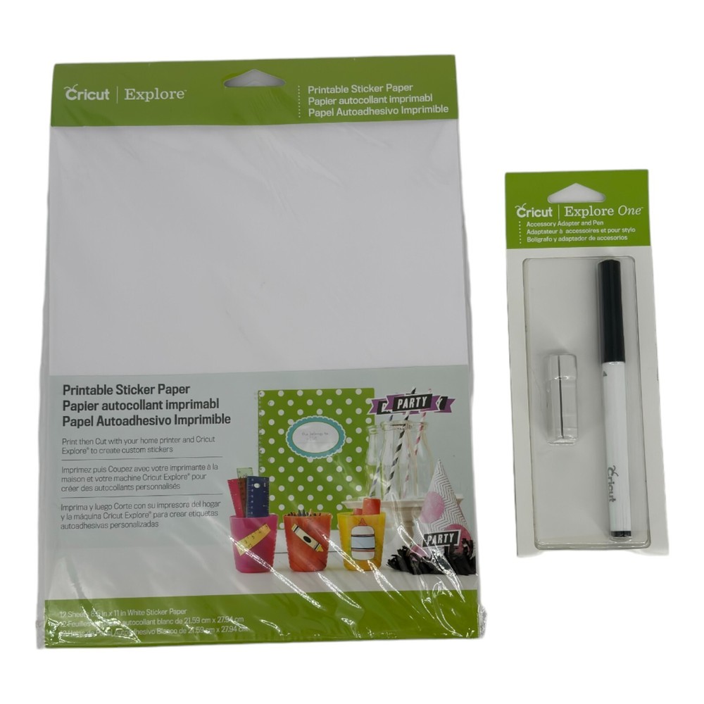 Cricut Printable Sticker Paper & Accessory Adapter and Pen Brand New Sealed NIP