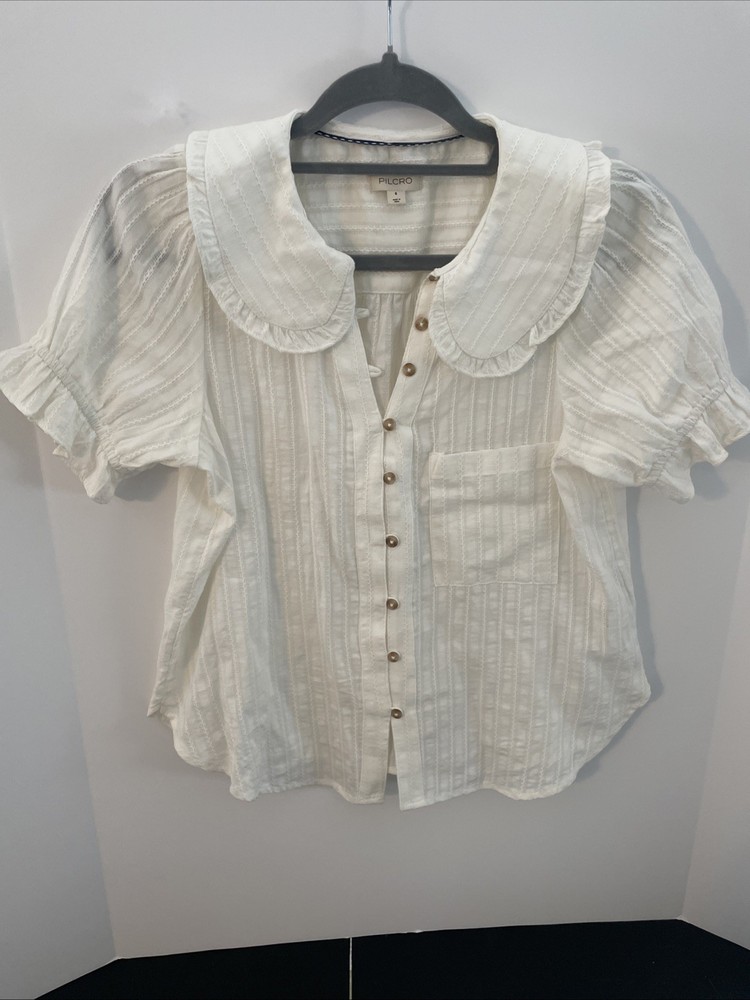 PILCRO By Anthropologie The Keira Blouse Women's Size S White