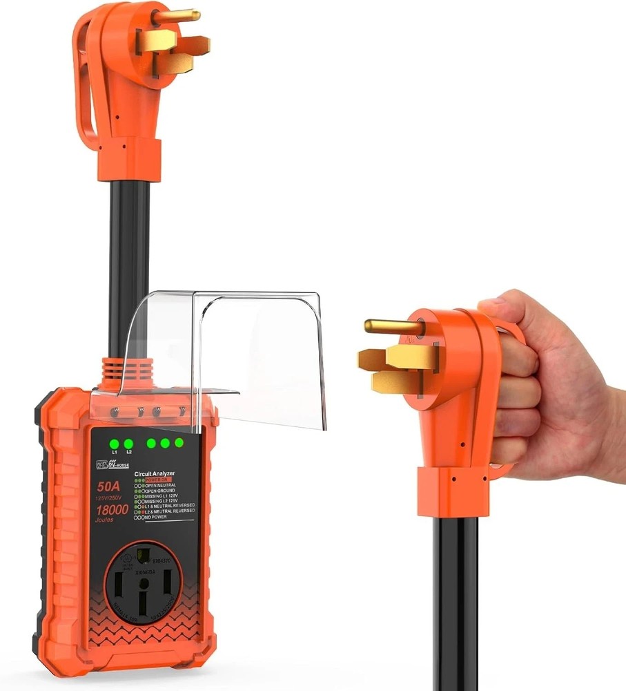 RV Surge Protector 50 Amp 18000 Joules, UL&FCC Certified RV Circuit Analyzer W/L