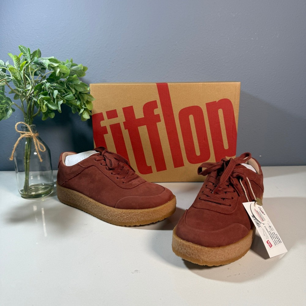 Fitflop Rally Tumbled Nubuck Crepe Sneakers Clay Brown Size 55