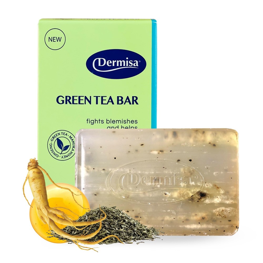 Dermisa Green Tea Bar with Manuka Honey and Ginseng, 3 Ounce (Pack of 1)