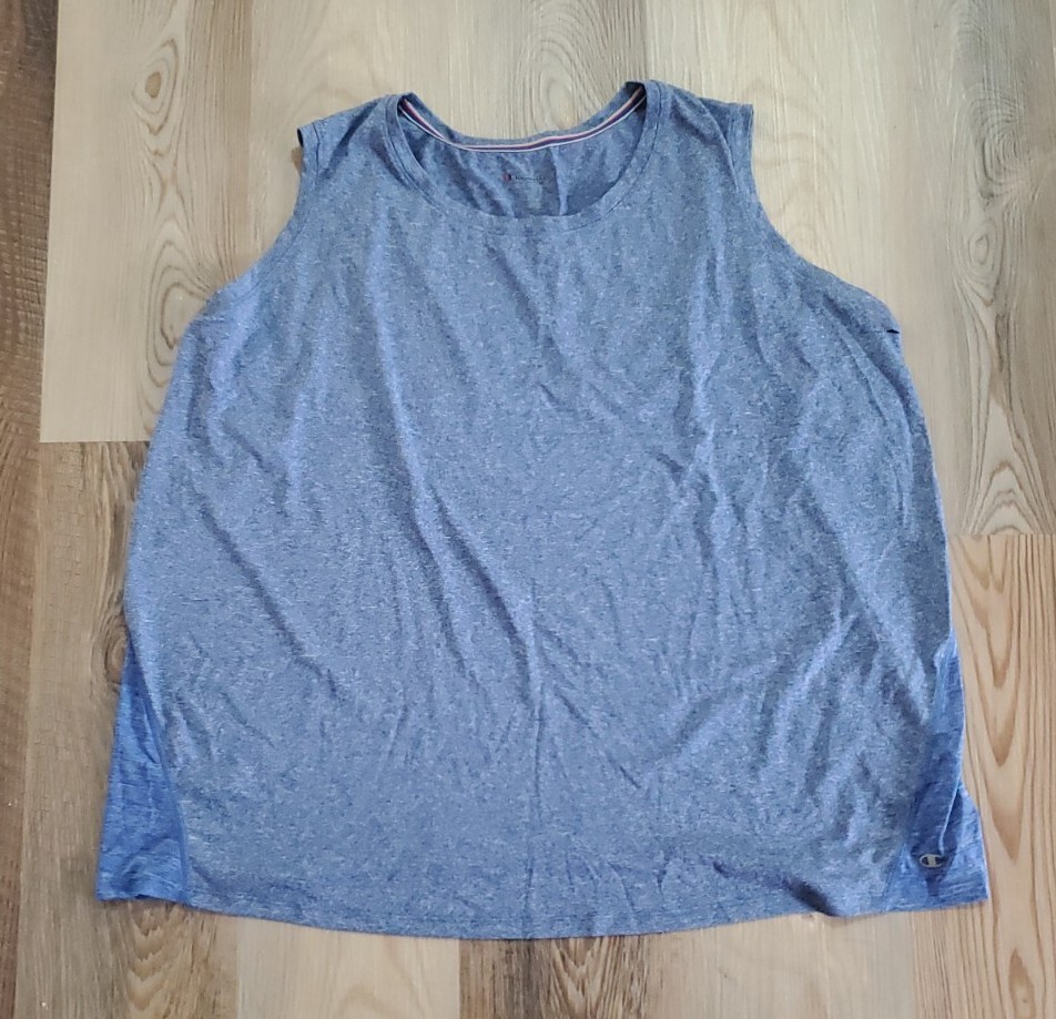 Champion Shirt Womens 4X Blue Sleeveless Workout Tank Top Athletic Active Wear