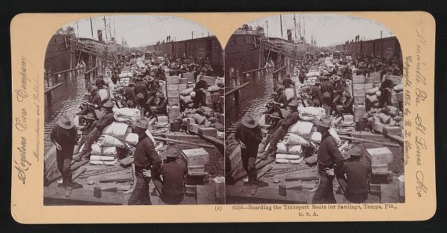 Photo:Tampa Florida 1898 Boarding Transport Boats for Santiago Soldiers